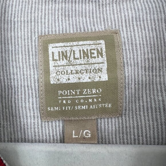 Point Zero Linen Button Shirt Men's Large beach chair umbrella Hawaiian Short Sl - Picture 3 of 11